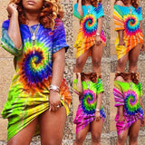 Plus Size Women's Summer Tie Dye T-Shirt Dress Sundress Casual Loose Long Top US