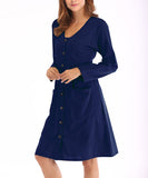 Causal Bottom Long Sleeve Dresses with Pocket