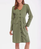 Causal Bottom Long Sleeve Dresses with Pocket